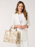 Coastal Jacquard Tote | Beige | Ocean Motif