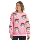 Sequined Santa Face Patch Sweatshirt Pink