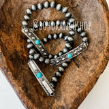 Aztec Boho Western Concho Stretch Bracelet Round Strip Bar Style 2