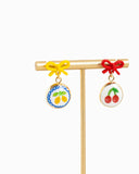 Ceramic Lemon & Gold Bow Drop Earrings