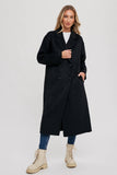 Handmade Double Breasted Longline Coat - Black