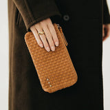 Emma Woven Vegan Leather Clutch Wristlet | Brown