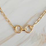 Equestrian Horse Bit Pendant Necklace - Gold Chain Necklace with Extender