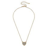 Corrine Pavé Heart Charm Necklace in Worn Gold