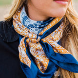 Blue Two-Tone Paisley Western Wild Rag Scarf