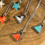 Sterling Silver Turquoise Triangle Necklace