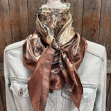 Brown & Aqua Floral Wild Rag Scarf | 35"x35" | WR3444