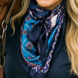 Blue Pink Purple Paisley Printed Western Southwestern Wild Rag Scarf Accent