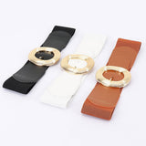 Wide Round Buckle Stretch Belt – Black