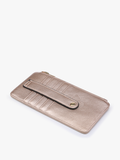 Saige Slim Card Holder Wallet - Vegan Leather with Zipper Coin Pouch Brown
