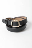 Versatile Skinny Classic Leather Gold Buckle Belt Black