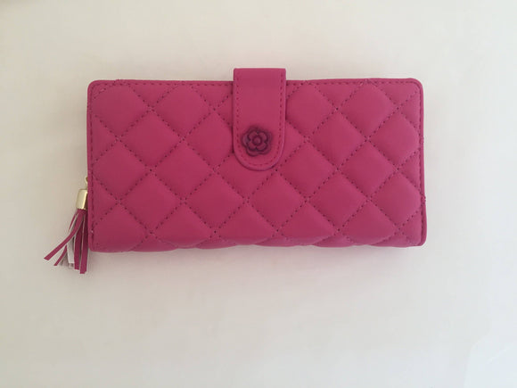 Quilted Wallet Folded Wallet Hot Pink