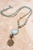 Alexis Triple Charm Necklace | Amazonite & Agate | Dylan Designs