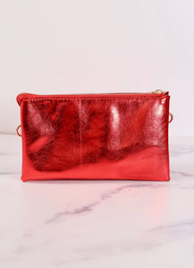 Liz 3 Compartment Crossbody Bag Metallic Red