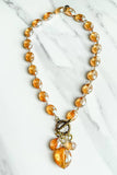 Carolina Iridescent Glass Bead Charm Necklace | Turquoise | Dylan Designs