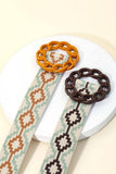 Boho Woven Belt with Round Chain Buckle Brown