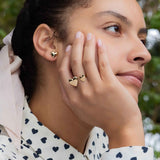 Bronze Double Heart Ring | Adjustable | Large & Small Hearts | Artisan