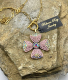 Boho Floral Charm Necklace | Aurora Borealis Crystal & Glass Flower Pendant