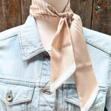 Tan Cream Striped Western Skinny Cowgirl Mini Wild Rag Scarf Necktie