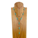 Silver Navajo Style Pearl & Blue Y-Shape Necklace