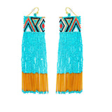 Resplendent Flow Multi-Strand Beaded Drop Earrings in Turquoise & Gold