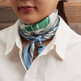 Handbag Motif Square Scarf | Silk-Feel Fabric in Blue