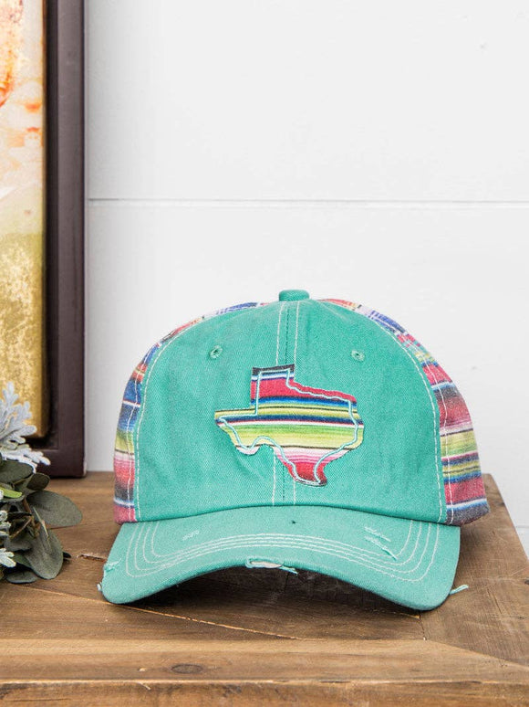 Western Serape Texas on Turquoise Hat with Serape Fabric