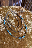 Western Layers Necklace | Navajo-Inspired Silver & Turquoise Beaded Necklace
