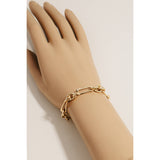 Mixed Rectangle Chain Link Bracelet Gold