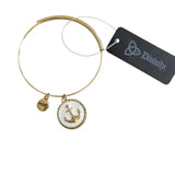 Adjustable Nautical Anchor Bangle Bracelet White Enamel