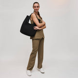 Zenith Zen Black Hand-Woven Knot Tote with Zip Pouch