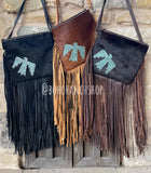 Thunderbird Tooled Leather & Cowhide Crossbody | Tan 4-in-1 Clutch