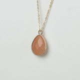 Honey Natural Agate Stone Teardrop Pendant Layering Necklace