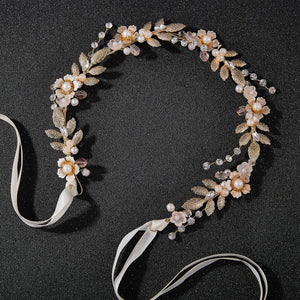 Gold Flower Leaf Floral Boho Hair Vine Headband Prom Bridal Costumes Fairy Festivals