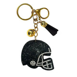 Bling Football Helmet Crystal Keychains Bag Charms Black
