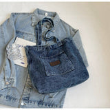 Light Blue Washed Denim Shoulder Bag