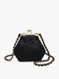 Cleo Velvet Coin Pouch Crossbody Bag | Velvet Evening Clutch Purse Black