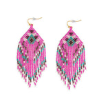 Ma-Apoli Beaded Drop Earrings in Magenta, Turquoise & Bourbon