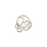 Silver Hammered Peace Sign Ring | Adjustable Boho Band | Handmade in India