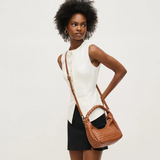 Laken Woven Shoulder Bag Crossbody Light Chocolate Brown