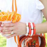 Lelani Disc Resin Stretch Bracelet in Orange
