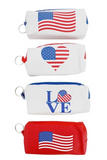 American Flag Vegan Leather On The Go Bag Pouch Keychain