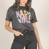 Multicolor Lightning on Charcoal Gray Nashville Graphic Tee