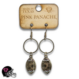 Football Dangle Earrings with Austrian Crystals Gold Tone