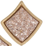 Druzy Stone Square Diamond Shape Stud Earrings Rose Gold