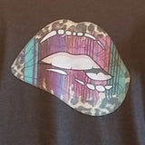 Serape & Leopard Bitten Lip Graphic Tee Large