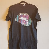 Serape & Leopard Bitten Lip Graphic Tee Large