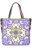 Tapestry Woven Canvas Tote Bag Lavender