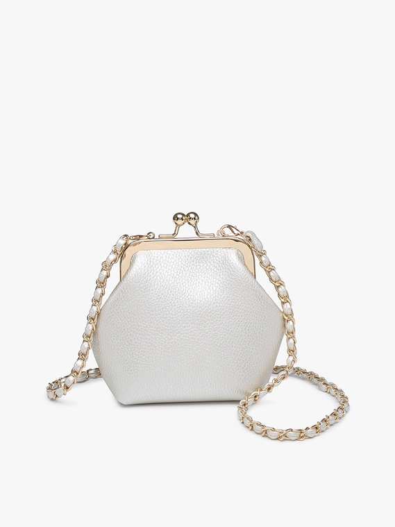 Cleo Coin Pouch Crossbody Clutch Ivory Pearl