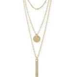 Gold Delicate Chain Triple Layer Charms Necklace